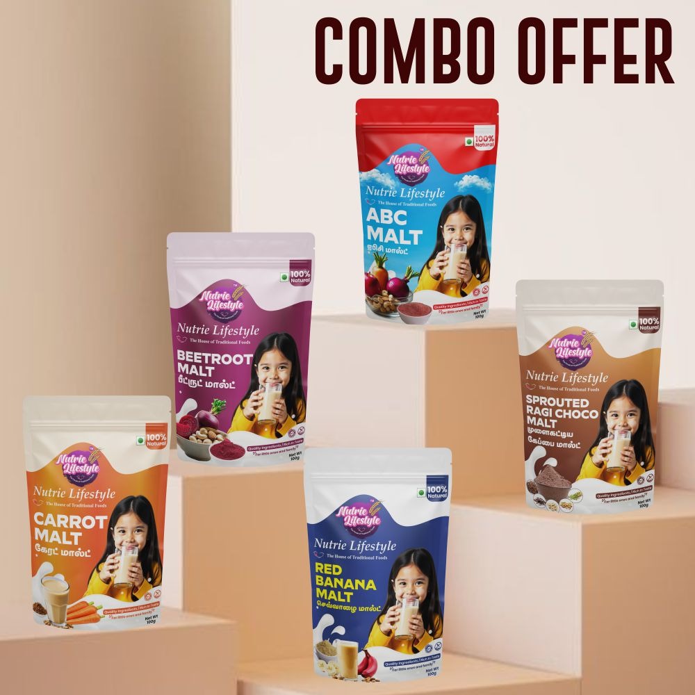 Healthy Kids Nutrition Malt Combo – 5 Flavours (100g x 5 Packs)