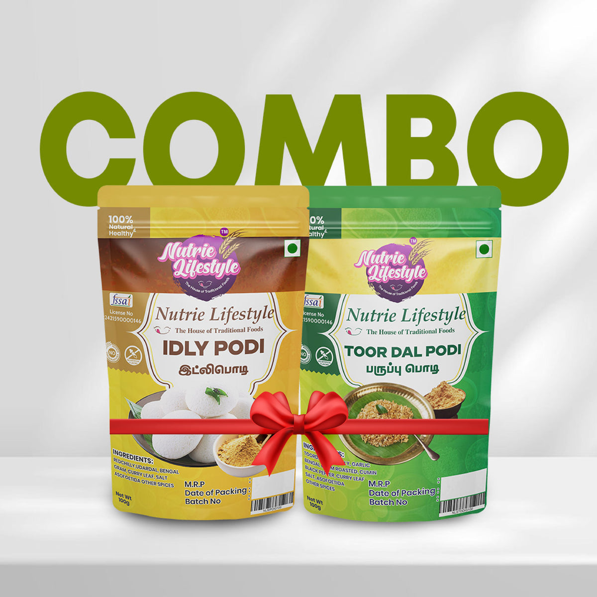 Traditional Podi Combo – Classic Idly Podi & Toor Dal Rice Mix 100grams each
